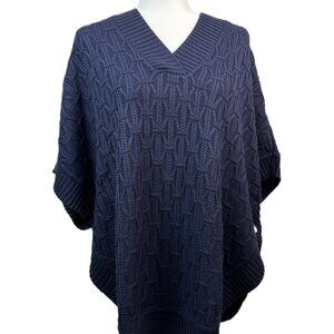 Talbots Cable Knit V-neck Poncho Blue Size XS